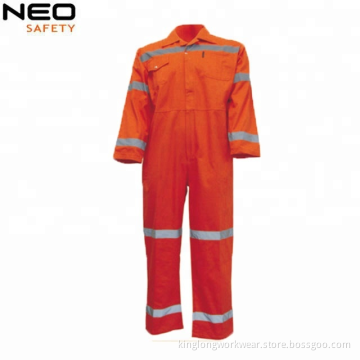 Unisex Elastic waist 100% cotton Long sleeve HI VIS coverall for worker